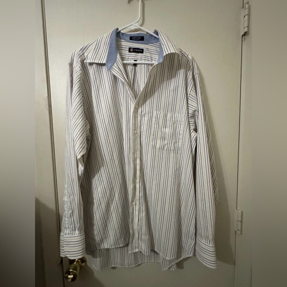 Chaps Shirt Mens Button Up Classic Fit Oxford Cotton Blend 17-17 1/2